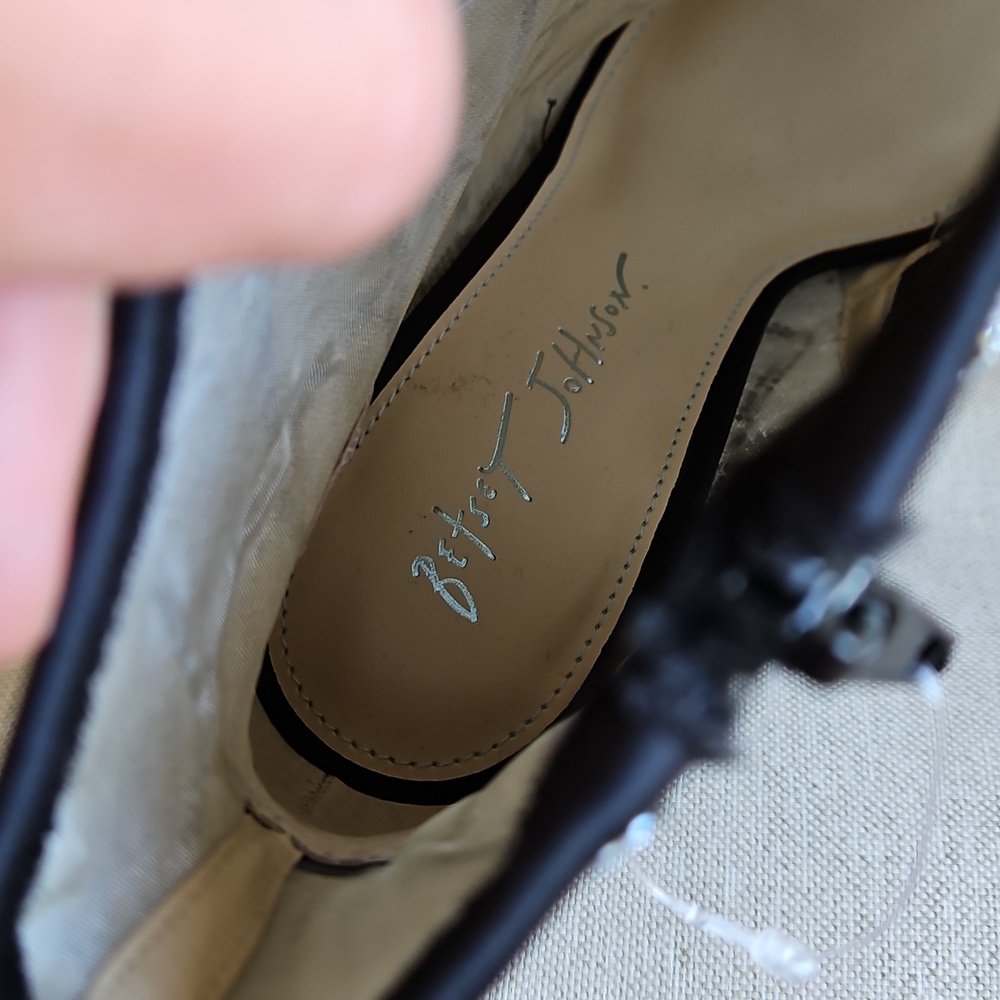 FINAL PRICE/ LAST ONE Betsey Johnson Larkk Black Latice Embelished Sheer Booties - Picture 8 of 12
